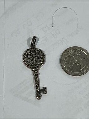 Vintage marcasite Key Pendant -Thailand 925